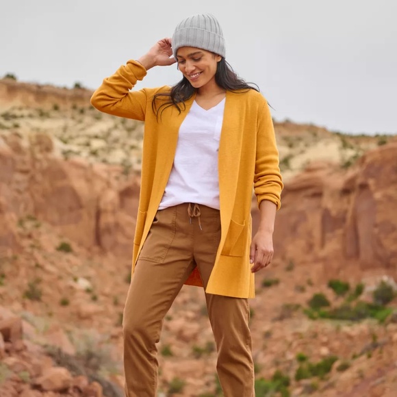 ORVIS SweaterAnyWear Eco-Friendly Merino-Blend Cardigan Gold Mustard M New - Picture 2 of 10